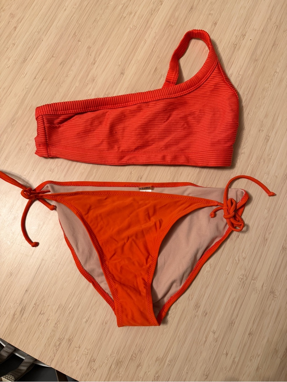 Old Navy One-Shoulder Ribbed Bikini Set - Bright Orange